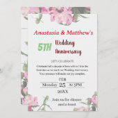 Invitation à l'anniversaire du Mariage floral (Devant / Derrière)