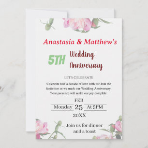 Invitation à l'anniversaire du Mariage floral