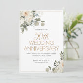 Invitation à l'anniversaire du Mariage Floral blan (Debout devant)