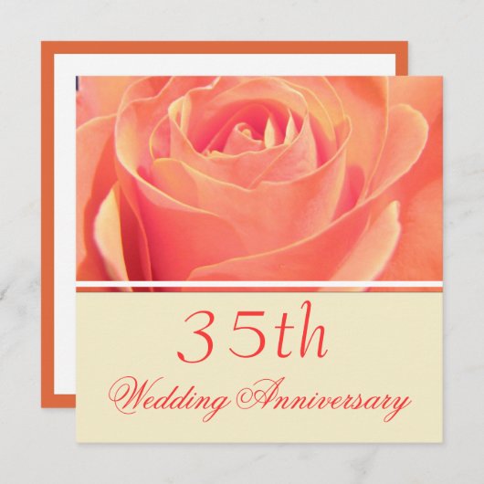 Invitation à l'anniversaire du Mariage Rose corail (Devant / Derrière)