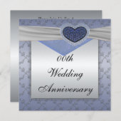 Invitation à l'anniversaire du Mariage Silver Blue (Devant / Derrière)