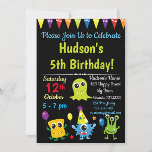 Invitation à l'anniversaire du mignon Monster