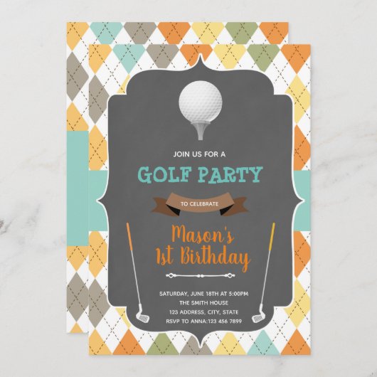 Invitation à l'anniversaire du minigolf (Devant / Derrière)