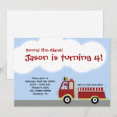 Invitation à l'anniversaire du moteur de pompier (Devant / Derrière)