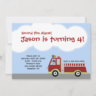 Invitation à l'anniversaire du moteur de pompier