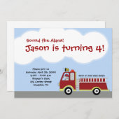 Invitation à l'anniversaire du moteur de pompier (Devant / Derrière)