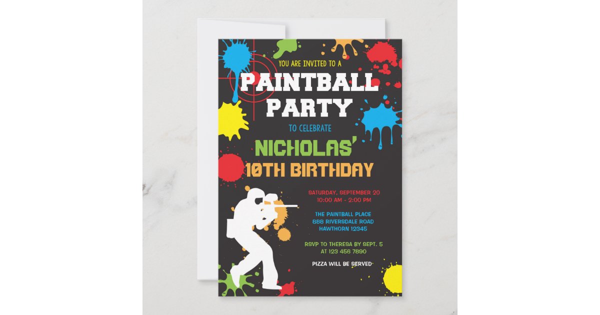 Invitation A L Anniversaire Du Paintball Anniver Zazzle Be