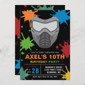 Invitation à l'anniversaire du Paintball | Paintba (Devant / Derrière)
