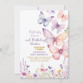 Invitation à l'anniversaire du papillon de fille m (Devant)