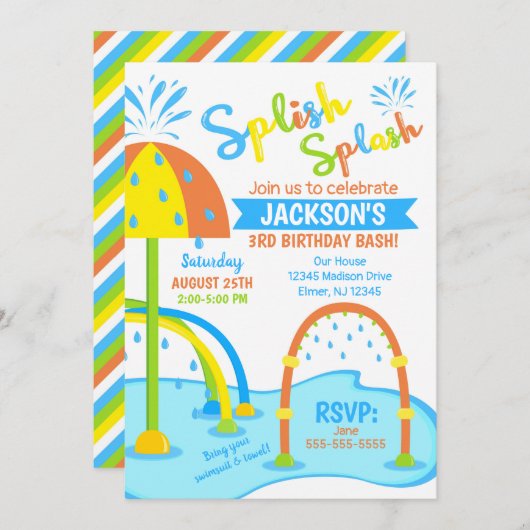 Invitation à l'anniversaire du parc aquatique / Ga (Devant / Derrière)