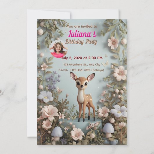 Invitation à l'anniversaire du Petit Cerf tacheté (Devant)
