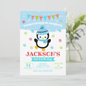 Invitation à l'anniversaire du petit pingouin / Re (Debout devant)