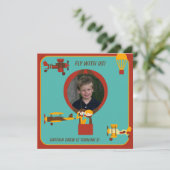 Invitation à l'anniversaire du pilote photo retro (Debout devant)