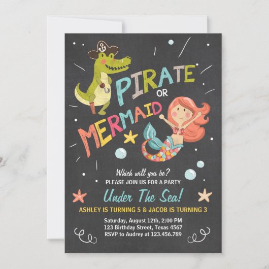 Invitation à l'anniversaire du Pirate ou de la Sir (Devant)