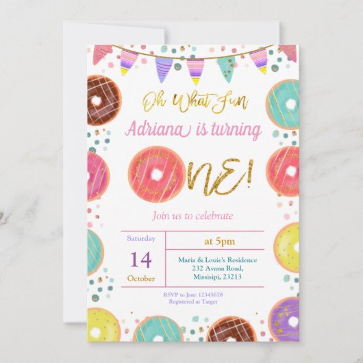 Invitation à l'anniversaire du premier Donut (Devant)
