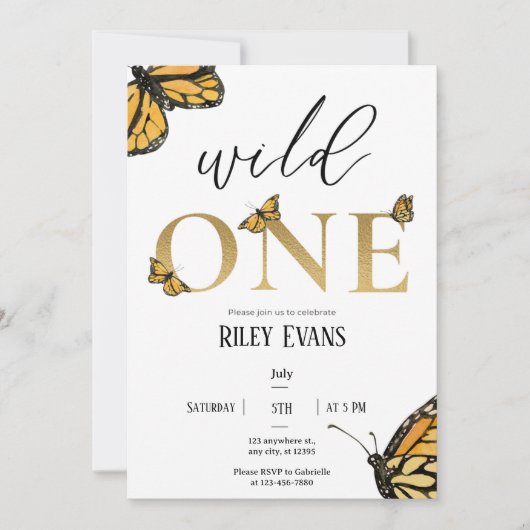 Invitation à l'anniversaire du premier papillon sa (Devant)