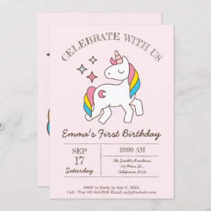 Invitation à l'anniversaire du Rainbow Unicorn Par