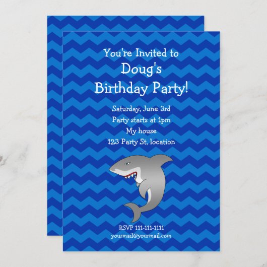 Invitation à l'anniversaire du requin (Devant / Derrière)
