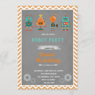 Invitation à l'anniversaire du robot Vintage