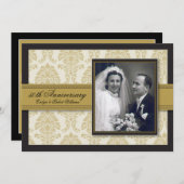 Invitation à l'anniversaire du Ruban d'Or Damask (Devant / Derrière)