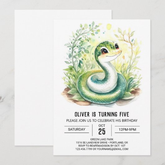 Invitation à l'anniversaire du serpent (Devant / Derrière)