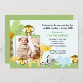 Invitation à l'anniversaire du singe de la jungle (Devant / Derrière)