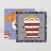 Invitation à l'anniversaire du singe de Sock (Devant / Derrière)