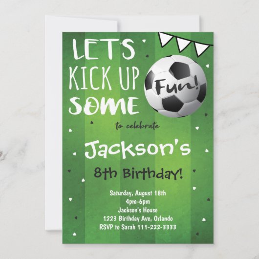 Invitation à l'anniversaire du soccer vert (Devant)