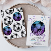 Invitation à l'anniversaire du soccer violet