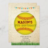 Invitation à l'anniversaire du softball (Devant / Derrière)