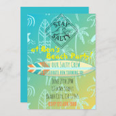 Invitation à l'anniversaire du surfeur (Devant / Derrière)