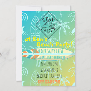 Invitation à l'anniversaire du surfeur