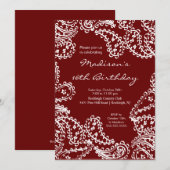 Invitation à l'anniversaire du Sweet sixteen Paisl (Devant / Derrière)