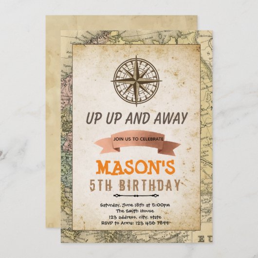 Invitation à l'anniversaire du thème de l'aventure (Devant / Derrière)