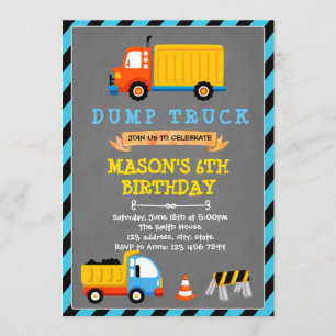 Invitation à l'anniversaire du thème du camion mig