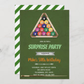 Invitation à l'anniversaire du thème Snooker (Devant / Derrière)