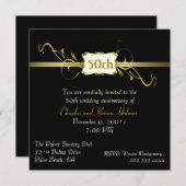 Invitation à l'anniversaire du ton noir et or (Devant / Derrière)