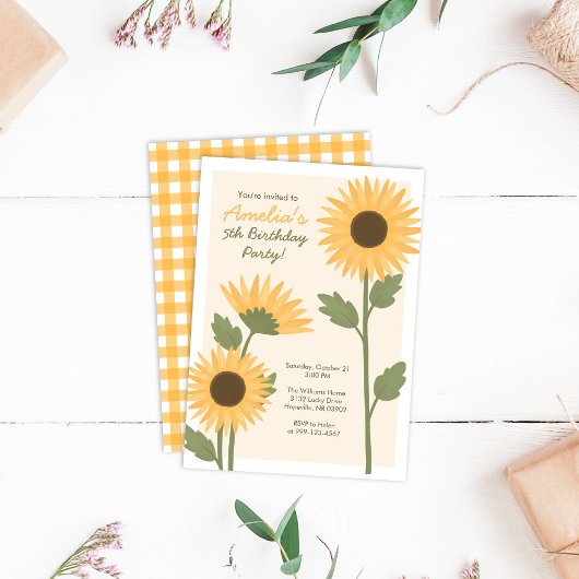 Invitation à l'anniversaire du tournesol pour la f