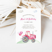 Invitation à l'anniversaire du tracteur rose
