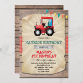 Invitation à l'anniversaire du tracteur rouge (Devant / Derrière)