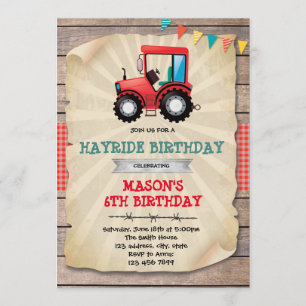Invitation à l'anniversaire du tracteur rouge