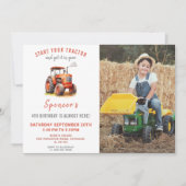 Invitation à l'anniversaire du tracteur rouge avec (Devant)