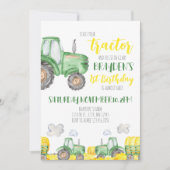 Invitation à l'anniversaire du tracteur vert (Devant)