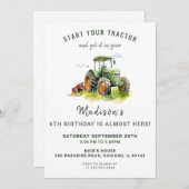 Invitation à l'anniversaire du tracteur vert modif (Devant / Derrière)