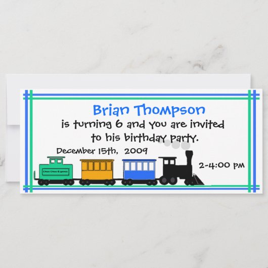 Invitation à l'anniversaire du train de Boy (Devant)