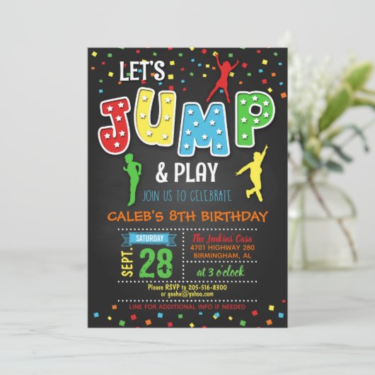 Invitation à l'anniversaire du Trampoline - Garçon (Debout devant)