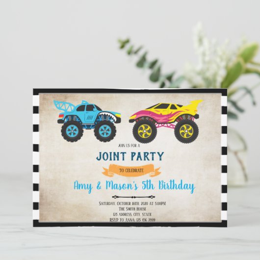 Invitation à l'anniversaire d'un camion monstrueux (Debout devant)