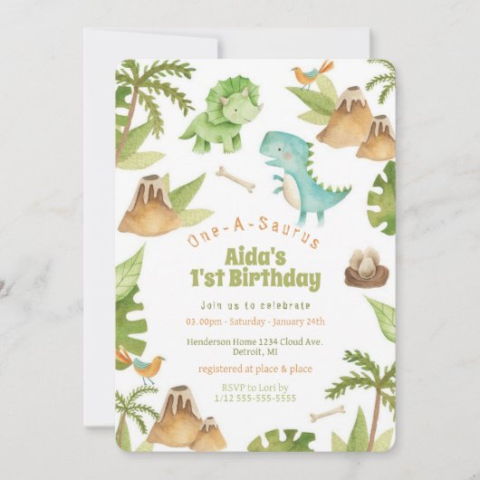 Invitation à l'anniversaire d'un dinosaure à A-Sau (Devant)