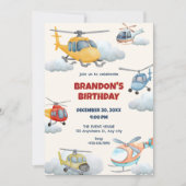 Invitation à l'anniversaire d'un hélicoptère color (Devant)