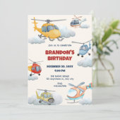 Invitation à l'anniversaire d'un hélicoptère color (Debout devant)